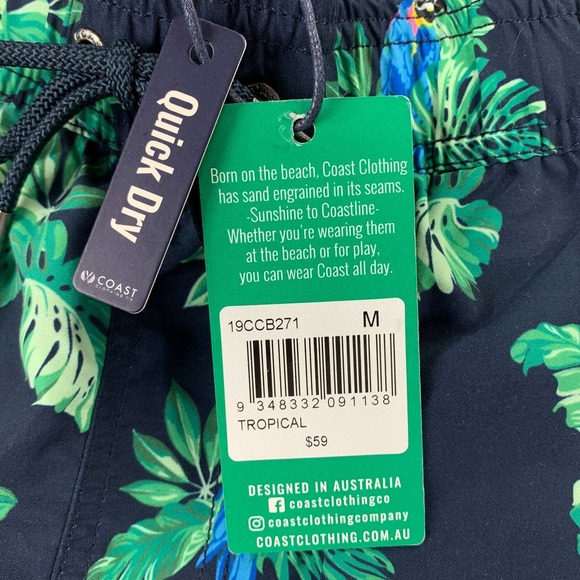 Coast Clothing Mens Quick Dry Tropical Highlands Board Shorts Swim Trunks M - Picture 2 of 4